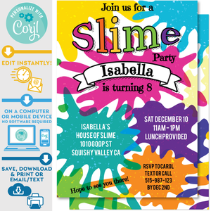 PRINTABLE 5" x 7" Slime Birthday Party Invitation