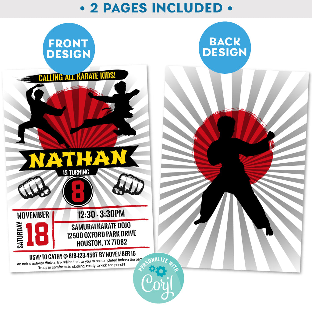 PRINTABLE Karate Kid Ninja Boys Birthday Invitation 5