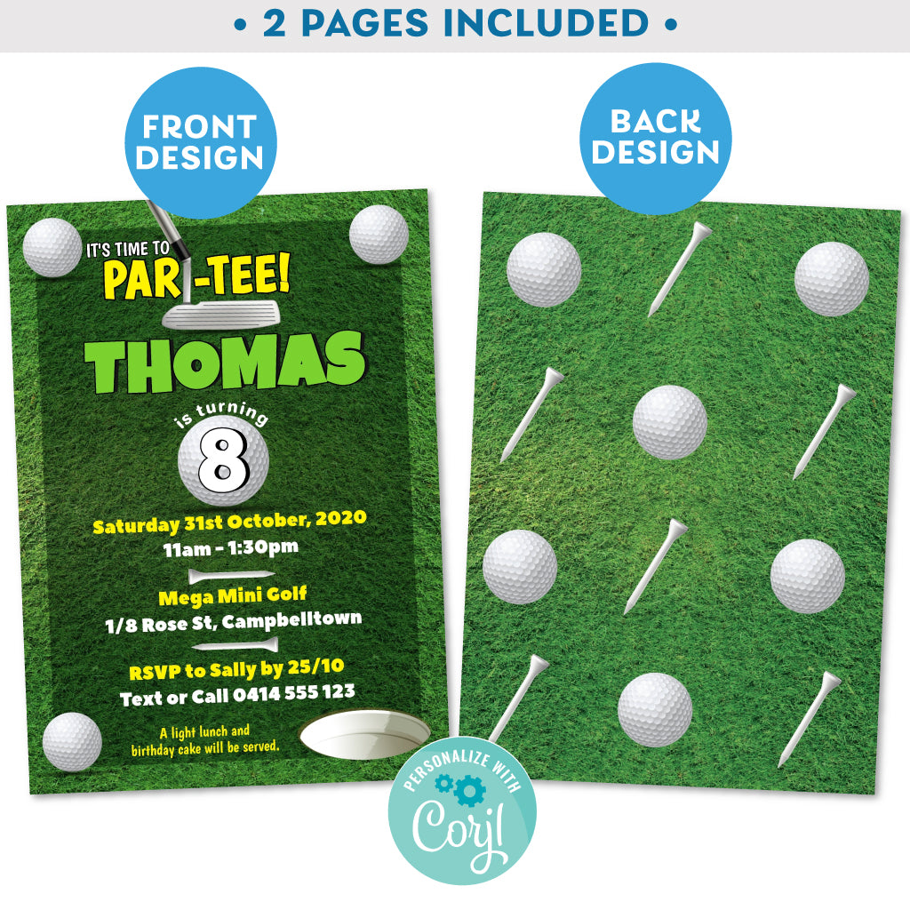 PRINTABLE Mini Golf Kids Birthday Invitation 5